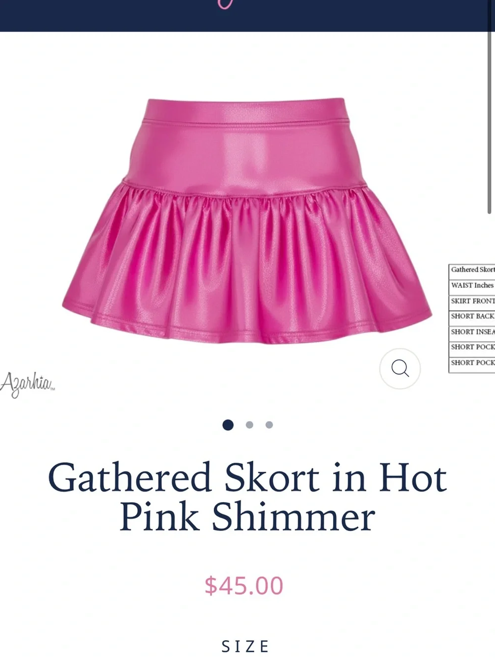 Azarhia Hot Pink Shimmer Gathered Skort Girls Size YS 6/7 Athletic Tennis Skirt